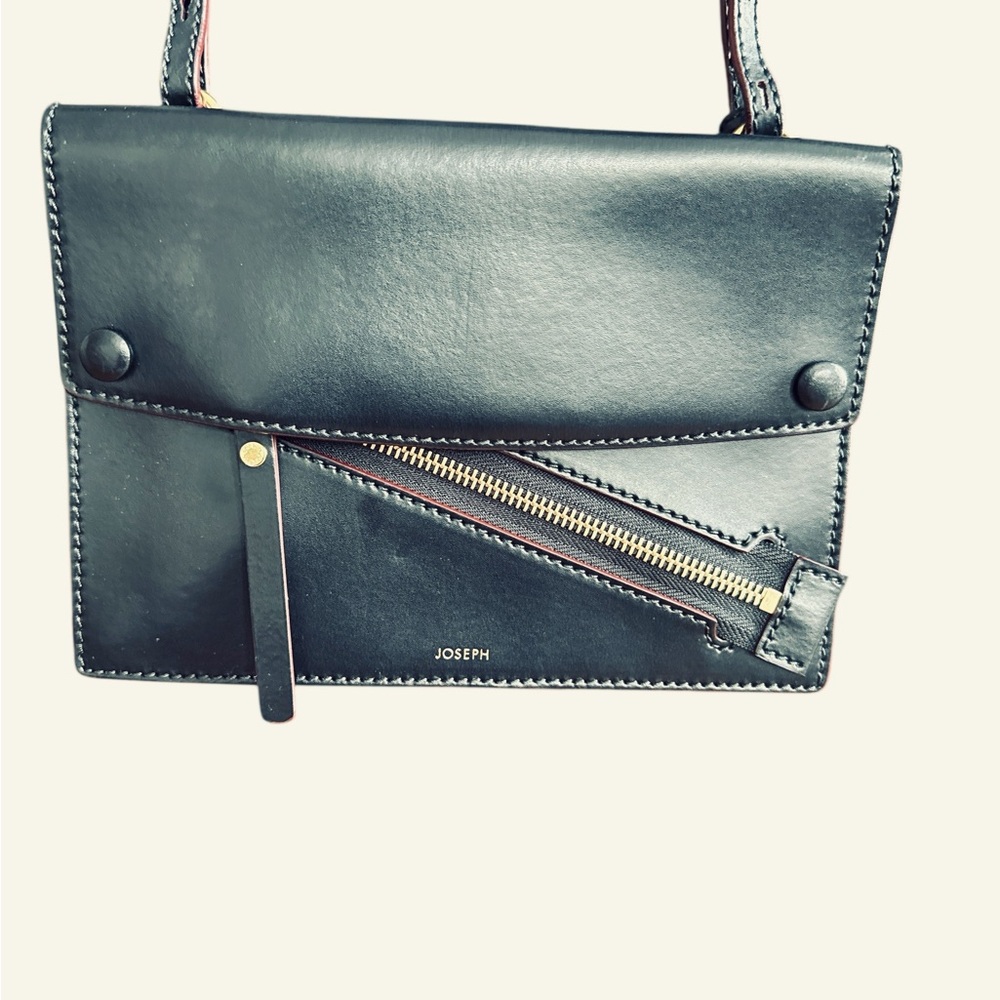 Joseph Black Crossbody Bag with Modern Zipper Detail